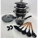 Набір посуду гранітний + набір начиння 17 предметів HIGHER+KITCHEN HK-305 Чорний 14759 фото 2