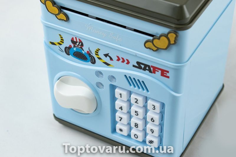 Дитячий сейф-скарбничка piggy bank з кодовим замком блакитний 1677 фото