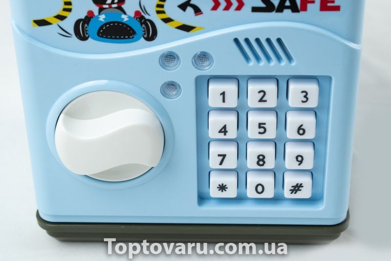 Дитячий сейф-скарбничка piggy bank з кодовим замком блакитний 1677 фото