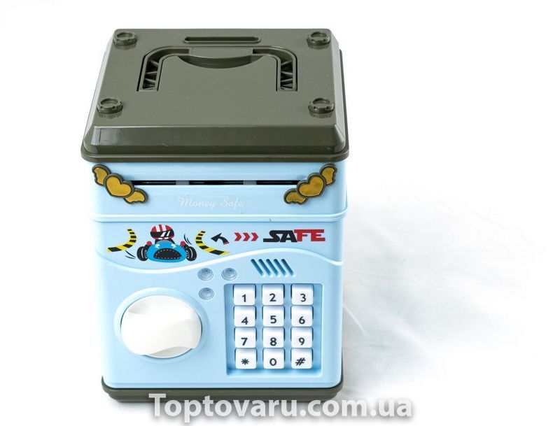 Дитячий сейф-скарбничка piggy bank з кодовим замком блакитний 1677 фото