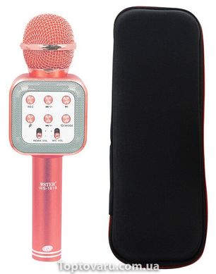 Караоке мікрофон bluetooth WS-1818 Pink + Чохол 1067 фото