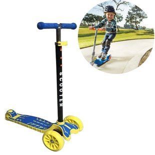 Детский самокат Scooter Big Wheel SL 8B со складной ручкой Желто-синий 1791 фото
