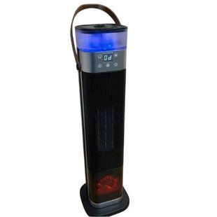 Тепловентилятор баштовий підлоговий з імітацією каміна Portable Fan Heater HQN218-28QD Чорний 30887 фото