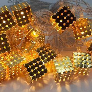 Гирлянда LED Кубики металлические 3м 220V Золото 28859 фото