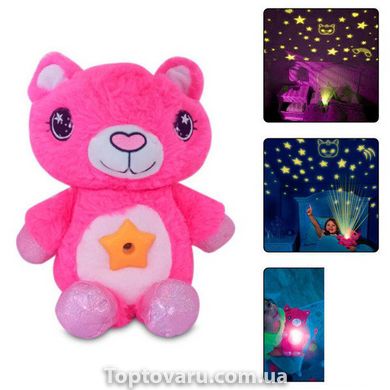 Дитяча плюшева іграшка Кішка нічник-проектор зоряного неба Star Belly Рожевий 7448 фото