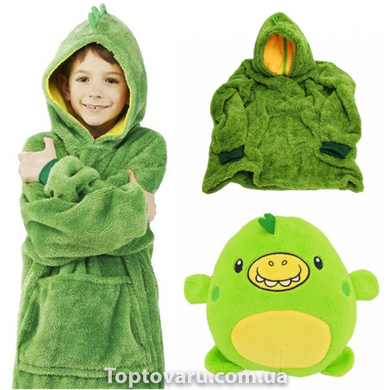 Детский худи-трансформер (толстовка) Huggle Pets Зеленый (динозавр) 7096 фото