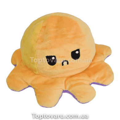 Мягкая игрушка осьминог перевертыш двусторонний «веселый + грустный Фиолетовый желтый 11868 фото