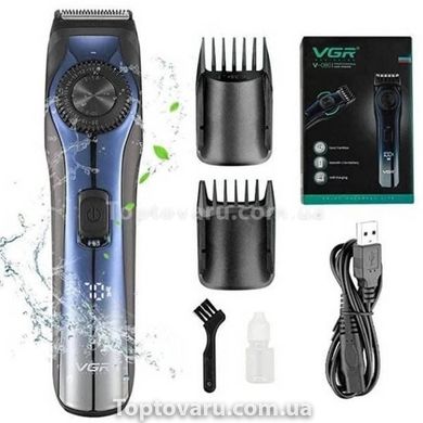 Машинка для стрижки волосся акумуляторна з LED дисплеєм VGR V-080 Синя 18007 фото