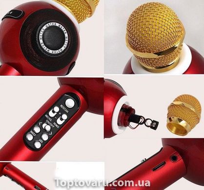 Караоке - микрофон WSTER 878 microSD FM радио Красный 467 фото