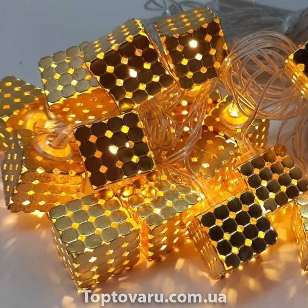 Гирлянда LED Кубики металлические 3м 220V Золото 28859 фото