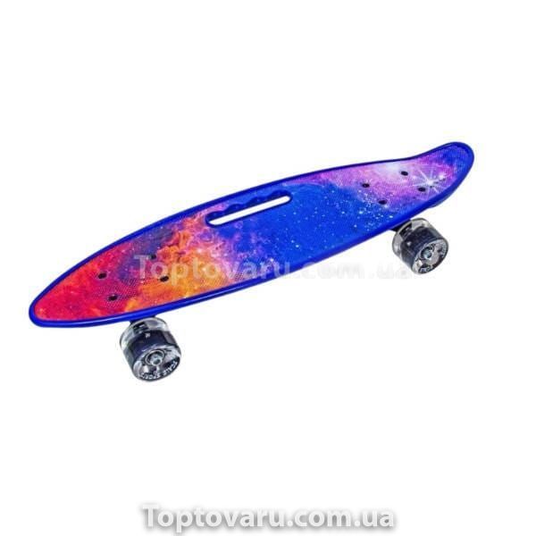 Пенні борд із колесами, що світяться PU Penny Board Scale Sports Universe Синя галактика 27411 фото