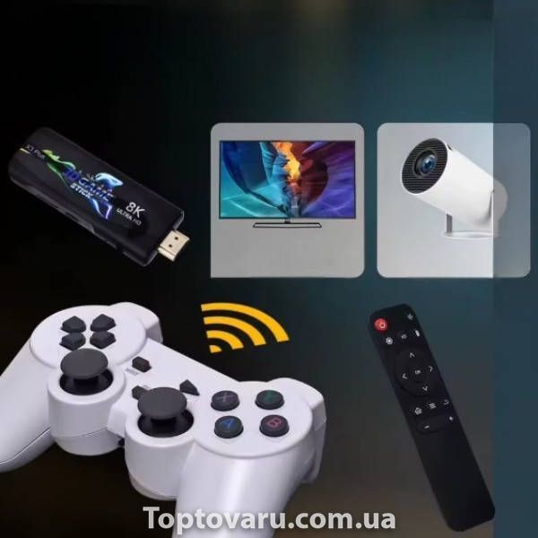 Игровая приставка с двумя джойстиками Game Stick X3 Plus Черная с белым 36030 фото
