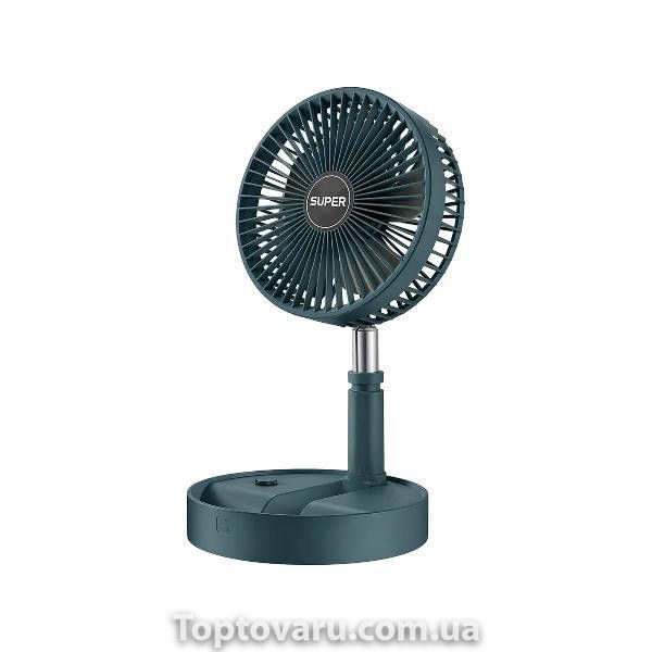 Вентилятор для підлоги акумуляторний USB з телескопічною ніжкою Folding Fan Зелений 25454 фото
