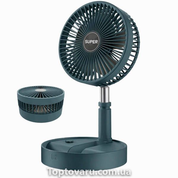 Вентилятор для підлоги акумуляторний USB з телескопічною ніжкою Folding Fan Зелений 25454 фото