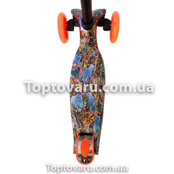 Дитячий самокат Scooter SL-4Z світяться колеса і ручка Полум'я дракона 6240 фото