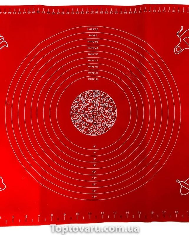 Кондитерський силіконовий килимок для розкочування тіста 40 на 30 см Червоний 3903 фото
