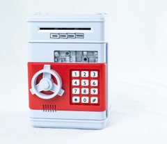 Електронна скарбничка "Сейф банкомат" з кодовим замком і купюропріємником Біло - червона 869 фото