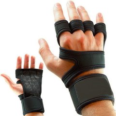 Рукавички для залу тренувальні з підтримкою зап'ястя Sports Cross Training Gloves Чорні 7750 фото