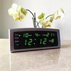 Настільні LED Caixing CX-868 годинник з календарем, термометром і будильником Срібні 6608 фото