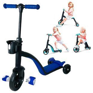 Cамокат-велобег-велосипед 3 в 1 Children Car Scooter Синий 4754 фото
