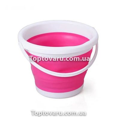 Ведро 5 литров туристическое складное Silicon Collapsible Bucket Розовое 7774 фото
