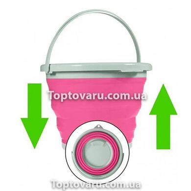 Ведро 5 литров туристическое складное Silicon Collapsible Bucket Розовое 7774 фото
