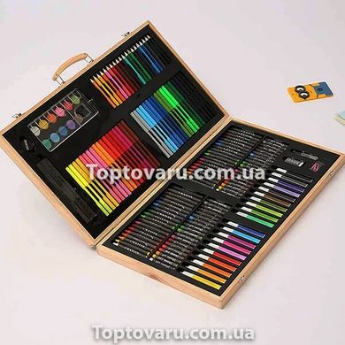 Детский набор для рисования в деревянном чемоданчике 180 предметов 7479 фото