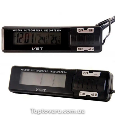 Часы с внутренним и наружным датчиком температуры VST-7065 Черные 8578 фото