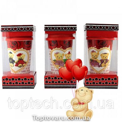 Кружка з силіконовою кришкою в подарунковій упаковці Love Bears (в асортименті) 3646 фото