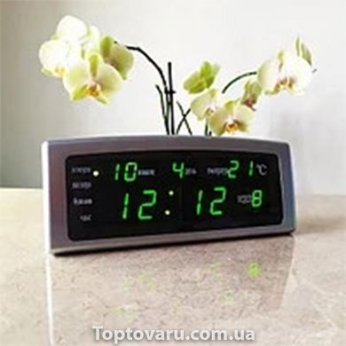 Настольные LED Caixing CX-868 часы с календарем, термометром и будильником Серебрянные 6608 фото