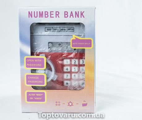 Электронная копилка "Сейф банкомат" с кодовым замком и купюроприемником Бело - красная 869 фото