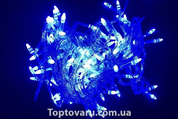 Гірлянда Нитка LED 100, синій, білий провід 1412 фото