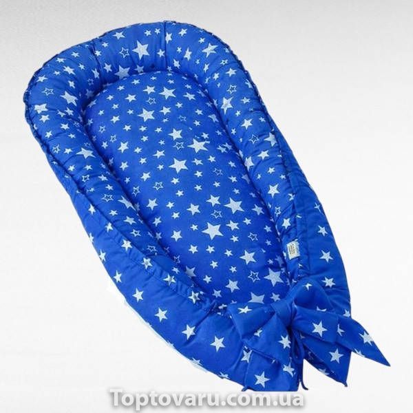 Гніздечко-кокон для дитини з сіткою Синій 28810 фото