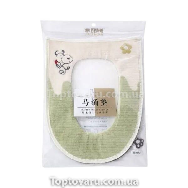 Чохол-сидіння на унітаз Toilet seat cover з квіточкою AND 04 Оливковий з бежевим 33568 фото