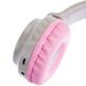 Беспроводные Bluetooth наушники с ушками единорога LED ZW-028C розовые с серым 17976 фото 3