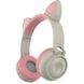 Беспроводные Bluetooth наушники с ушками единорога LED ZW-028C розовые с серым 17976 фото 1
