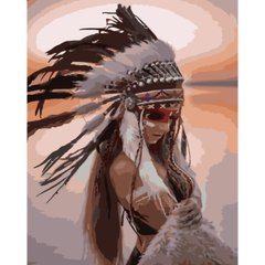 Картина по номерам Strateg ПРЕМИУМ Девушка-индиец с лаком размером 40х50 см (SY6741) SY6741-00002 фото
