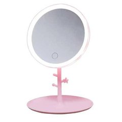 Дзеркало для настільного макіяжу з підсвічуванням led makeup mirror Рожеве 10647 фото