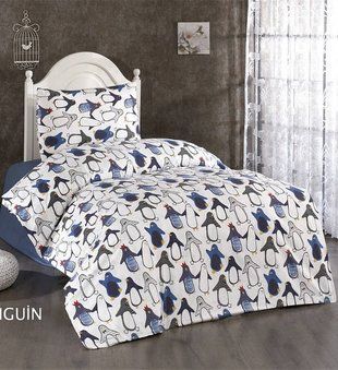 Постільна білизна Belizza Penguen Фланель Бавовна Полуторний розмір 16918 фото