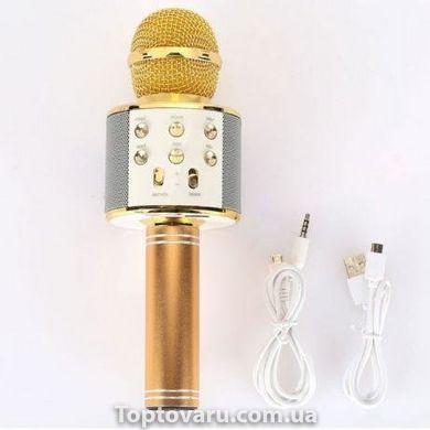 Караоке - мікрофон WS 858 microSD FM радіо Рожево - золотий 162 фото