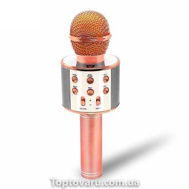 Караоке - мікрофон WS 858 microSD FM радіо Рожево - золотий 162 фото
