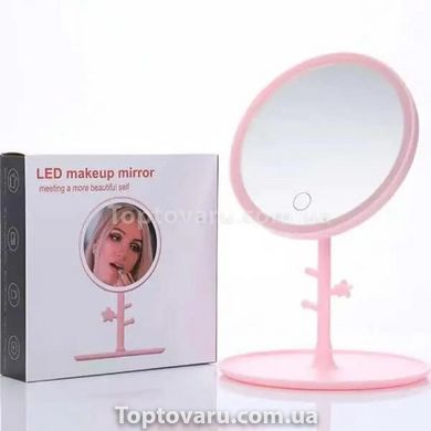 Зеркало для макияжа настольное с подсветкой led makeup mirror Розовое 10647 фото
