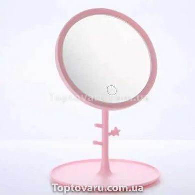 Зеркало для макияжа настольное с подсветкой led makeup mirror Розовое 10647 фото