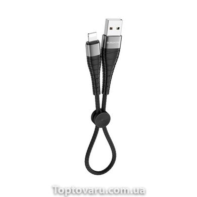 Кабель BOROFONE BX32 USB to iP 2.4A, 0.25m, nylon, алюминий+TPE connectors, Black BX32LB0.25-00001 фото