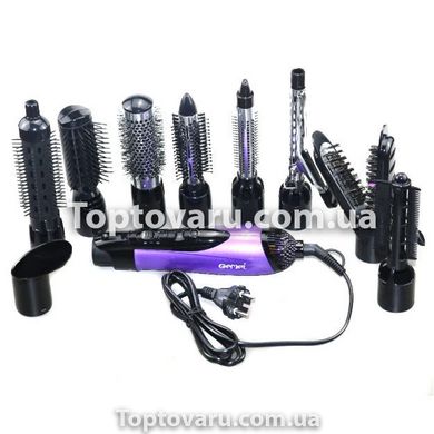 Воздушный фен стайлер для волос 10 в 1 Gemei GM-4835 Фиолетовый 6830 фото
