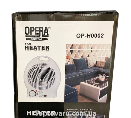 Електричний тепловентилятор, дуйка Opera Digital OP-H0002 2000 1317 фото