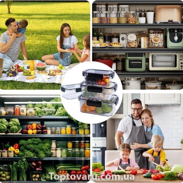 Набор пластиковых пищевых контейнеров с крышками 3шт Safe jar AND LY-1124 33825 фото