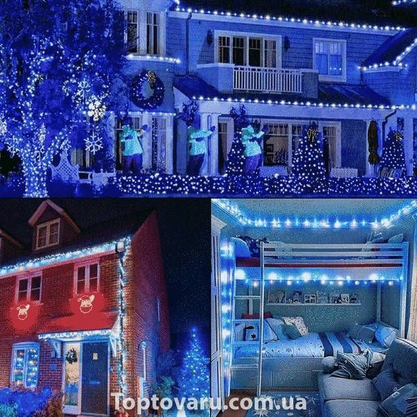 Гірлянда вулична лінійна 8м 80LED 220V wire still 4486 AND 9-5 Чорний дріт, синє світло 31146 фото
