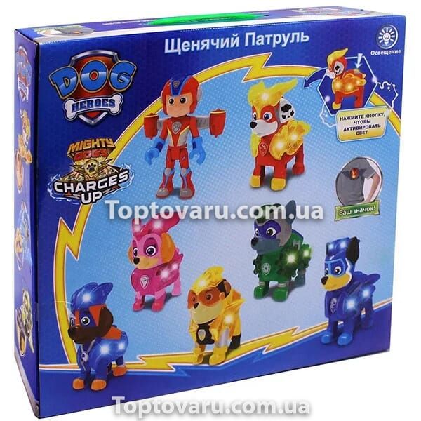 Ігровий набір фігурок Щенячий патруль Paw Patrol 7 шт з підсвічуванням + значок 7730 фото