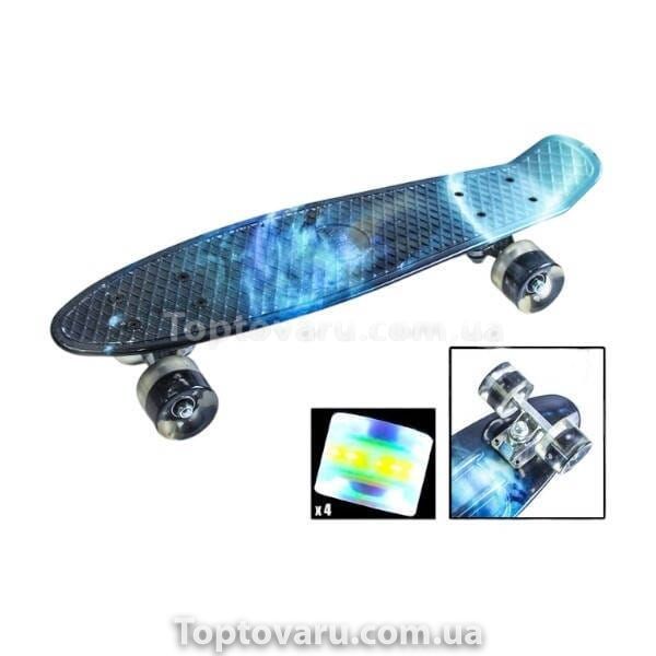Пенни борд со светящимися колесами Galaxy PU Penny Board Черный космос 27435 фото